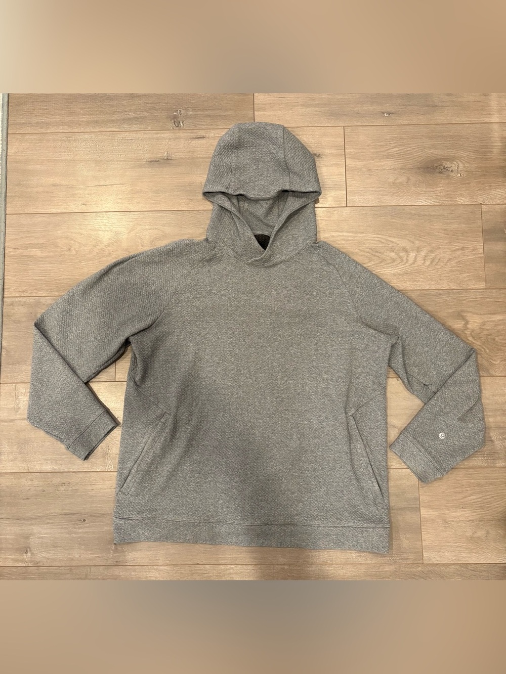Lululemon At Ease Hoodie Mens XL Gray Textured Athleisure Sweatshirt Double Knit